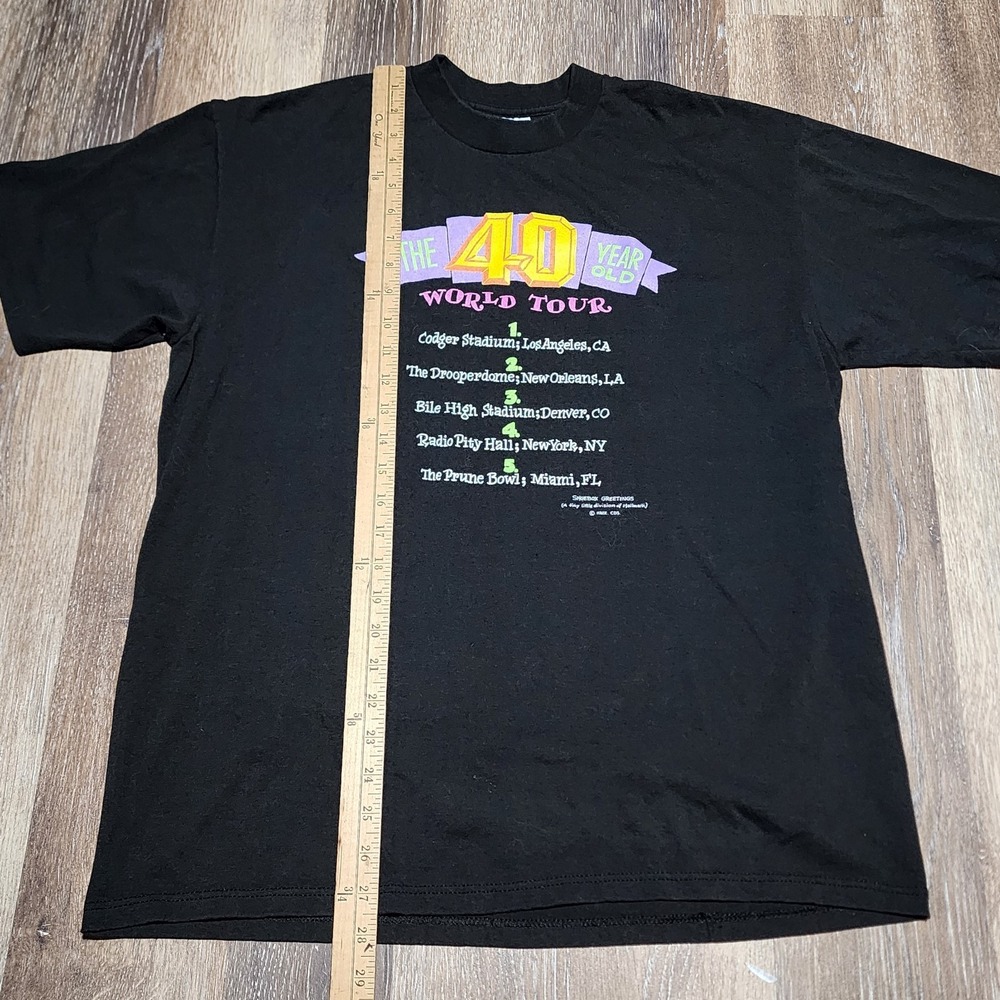 Vintage Forty 40th Tour Birthday Shoebox Greetings Humor Shirt XL Made in USA - Picture 7 of 7